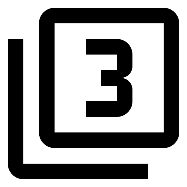 Numeric 3 Box Multiple Outline