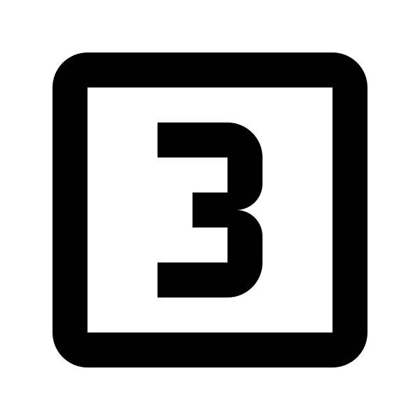 Numeric 3 Box Outline
