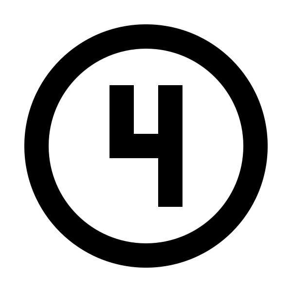 Numeric 4 Circle Outline