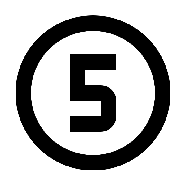 Numeric 5 Circle Outline