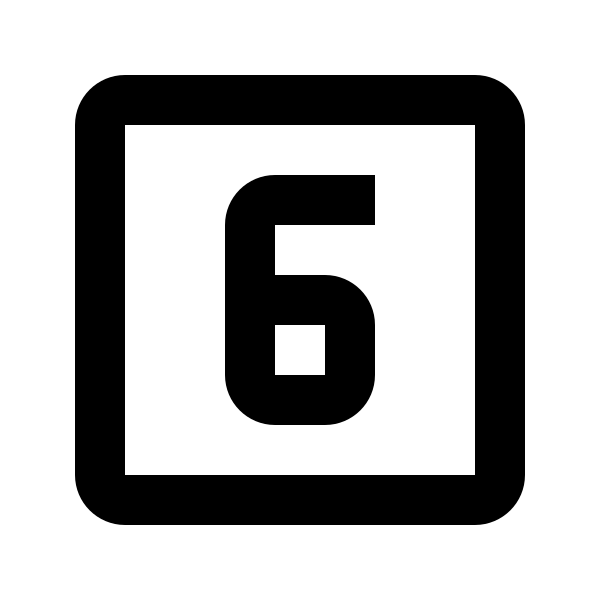 Numeric 6 Box Outline