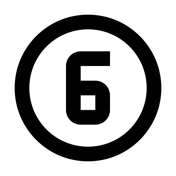 Numeric 6 Circle Outline