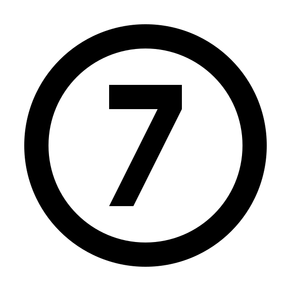 Numeric 7 Circle Outline