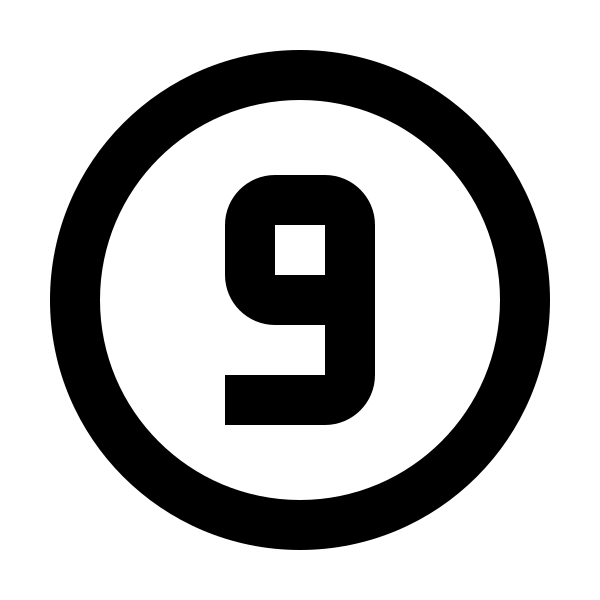 Numeric 9 Circle Outline