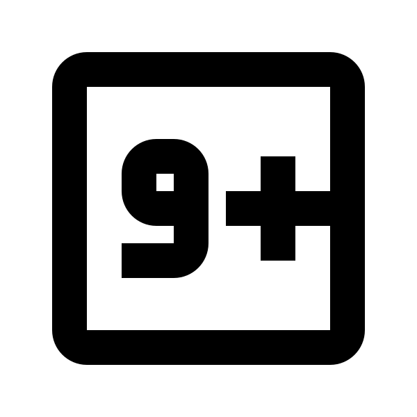 Numeric 9 Plus Box Outline