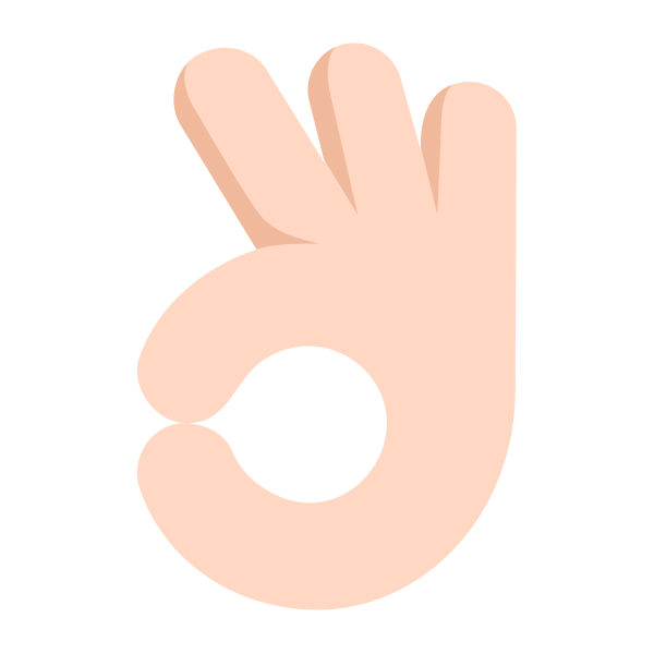 Ok Hand Flat Light Vector
