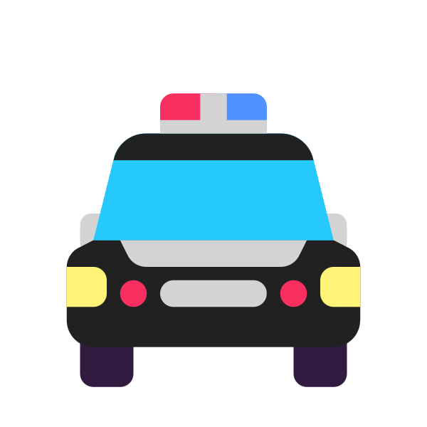 Oncoming Police Car Flat Vector