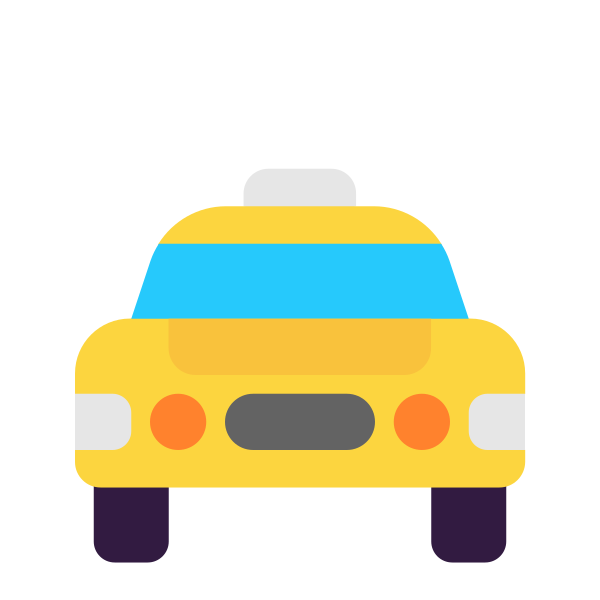 Oncoming Taxi Flat Vector
