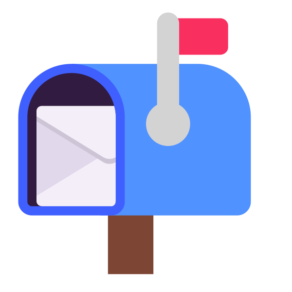 Open Mailbox With Raised Flag Flat Vector