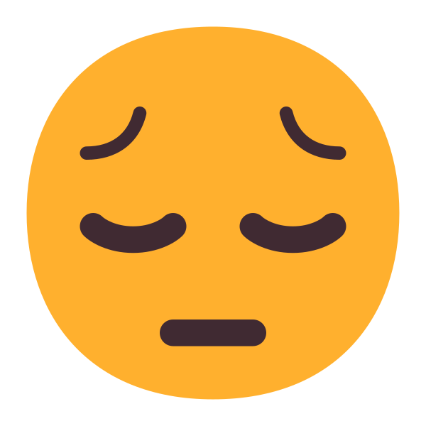 Pensive Face Flat Vector