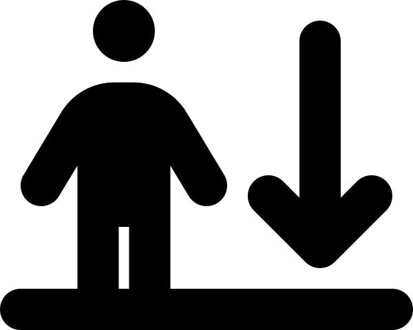 Person Arrow Down To Line