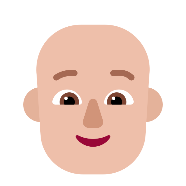 Person Bald Flat Medium Light Vector