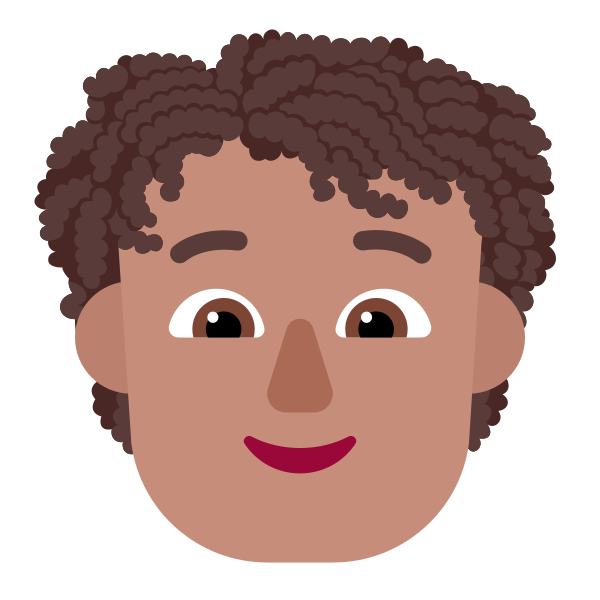 Person Curly Hair Flat Medium