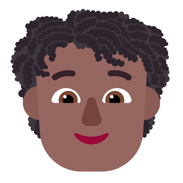 Person Curly Hair Flat Medium Dark