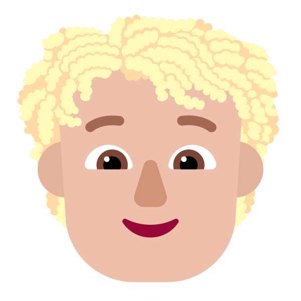 Person Curly Hair Flat Medium Light Vector
