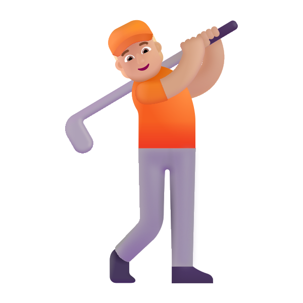 Person Golfing Color Medium Light Vector