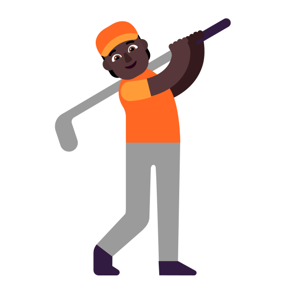 Person Golfing Flat Dark Vector