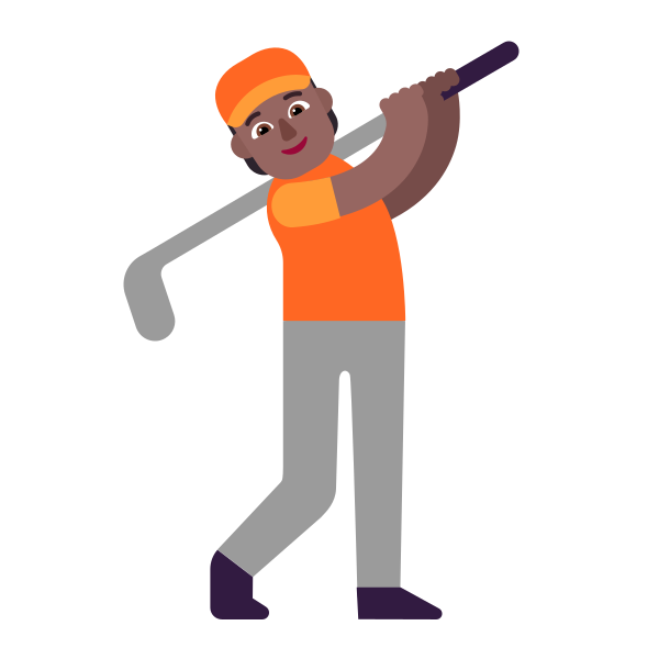 Person Golfing Flat Medium Dark Vector