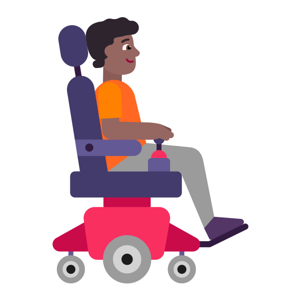 Person In Motorized Wheelchair Facing Right Flat Medium Dark