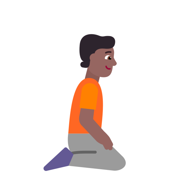 Person Kneeling Facing Right Flat Medium Dark Vector