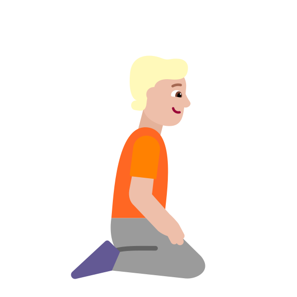 Person Kneeling Facing Right Flat Medium Light