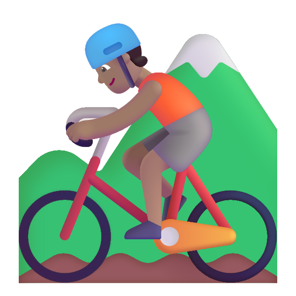 Person Mountain Biking Color Medium Vector