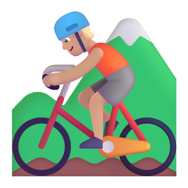 Person Mountain Biking Color Medium Light Vector