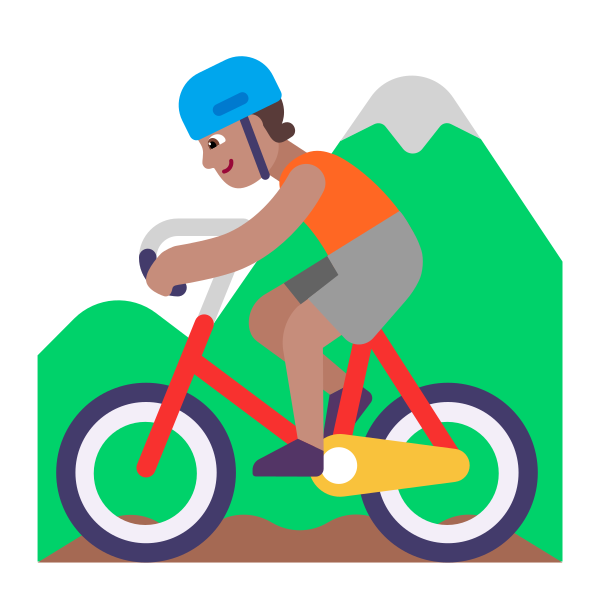 Person Mountain Biking Flat Medium Vector