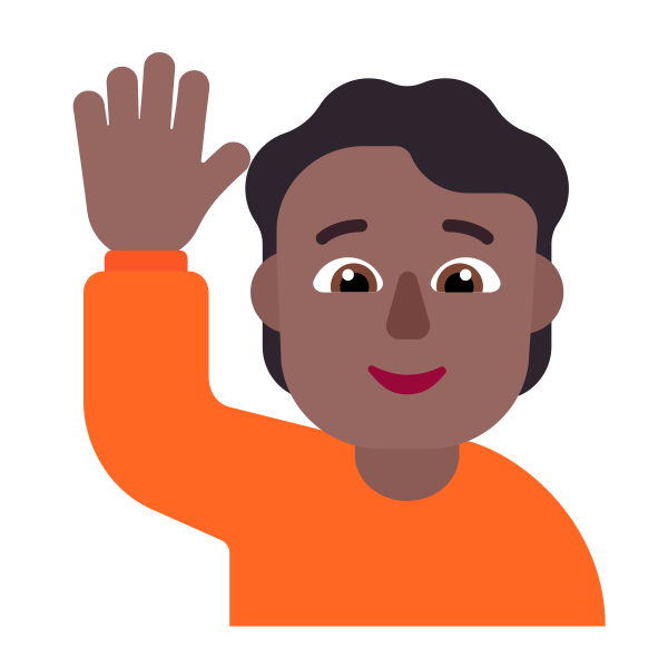 Person Raising Hand Flat Medium Dark