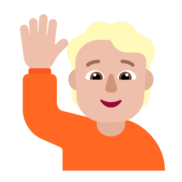 Person Raising Hand Flat Medium Light