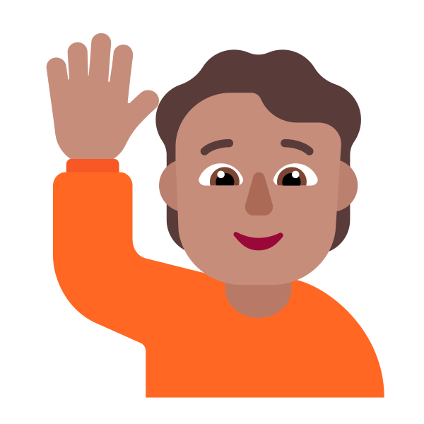 Person Raising Hand Flat Medium Vector