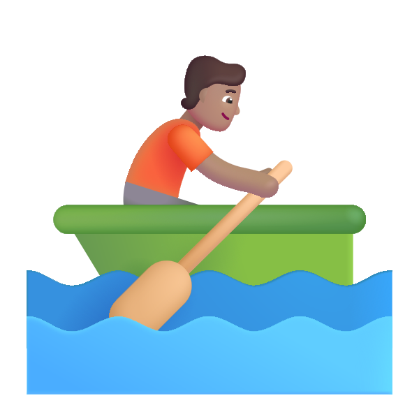 Person Rowing Boat Color Medium Vector