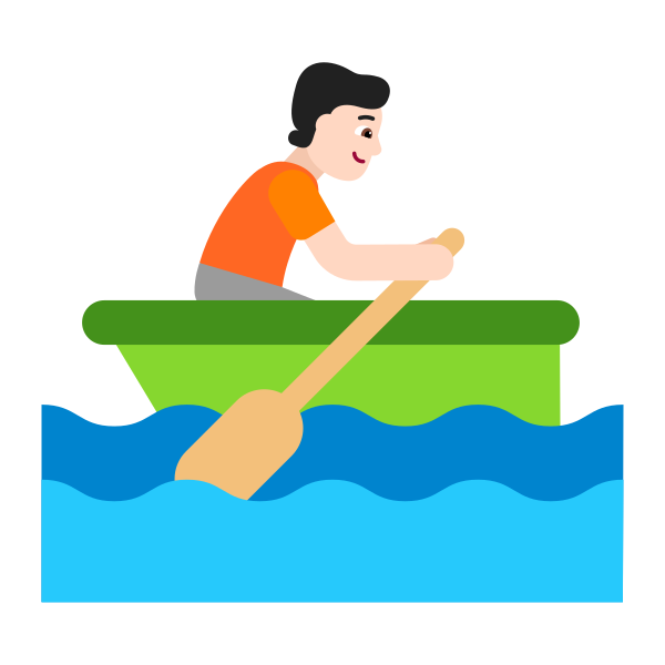 Person Rowing Boat Flat Light