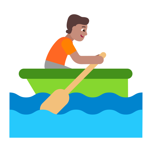 Person Rowing Boat Flat Medium Vector