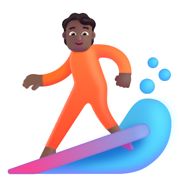Person Surfing Color Medium Dark Vector