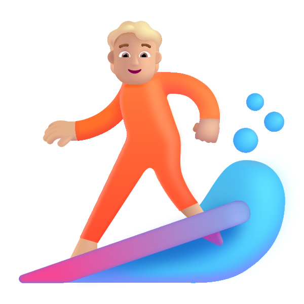 Person Surfing Color Medium Light Vector
