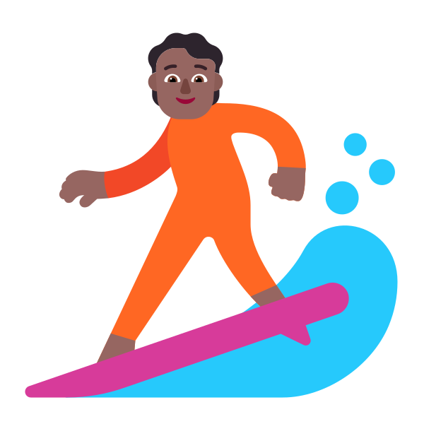 Person Surfing Flat Medium Dark Vector