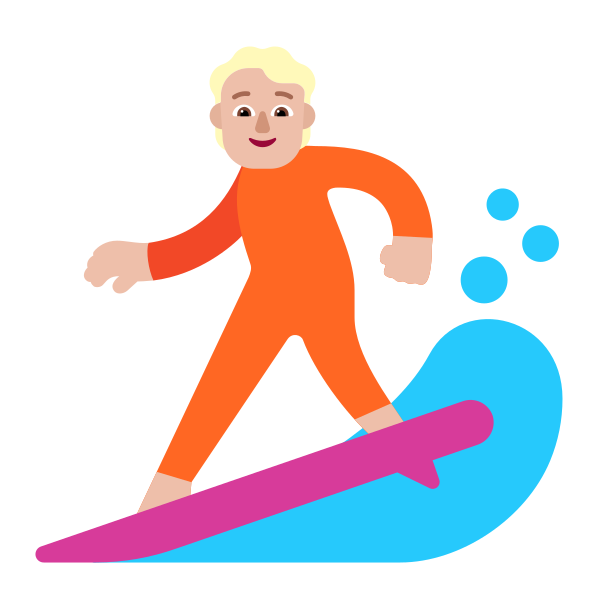 Person Surfing Flat Medium Light Vector