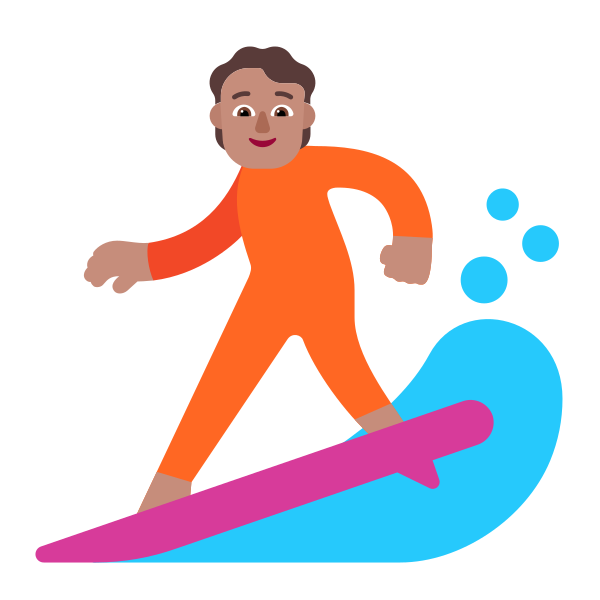 Person Surfing Flat Medium Vector