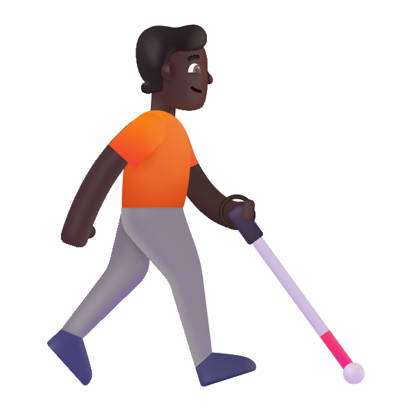Person With White Cane Facing Right Color Dark Vector