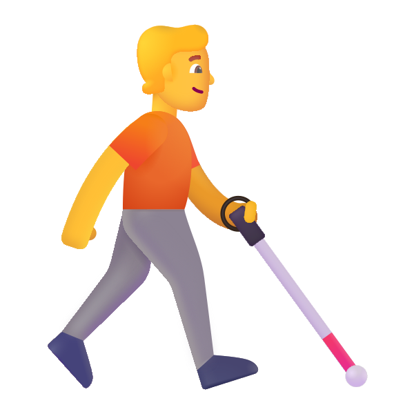 Person With White Cane Facing Right Color Default Vector