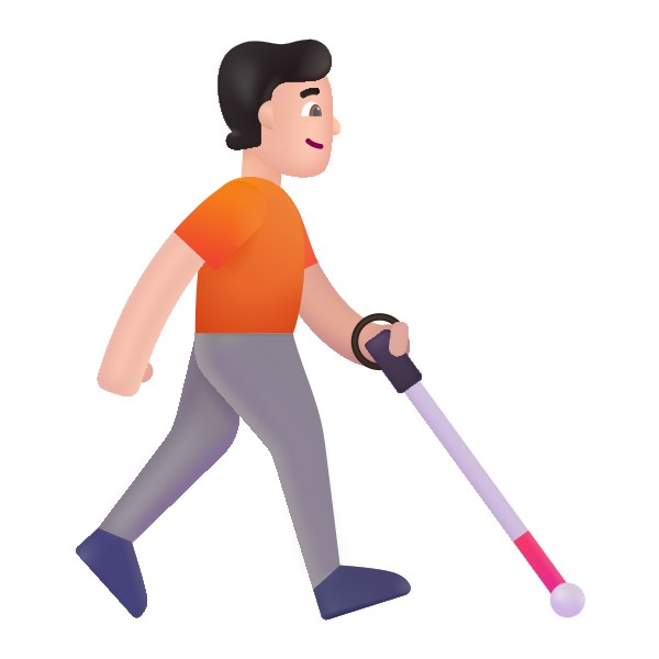 Person With White Cane Facing Right Color Light Vector