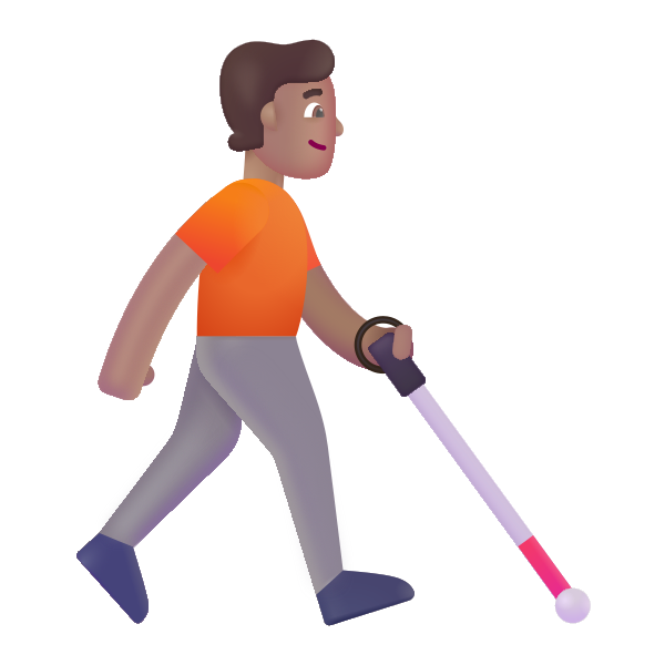 Person With White Cane Facing Right Color Medium Vector