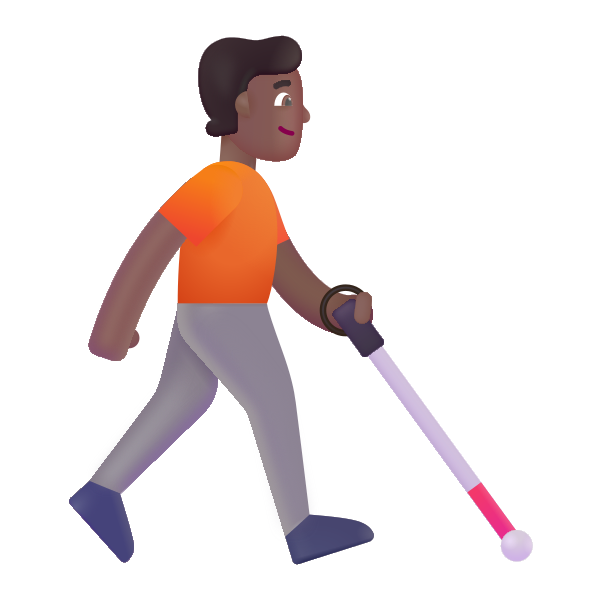 Person With White Cane Facing Right Color Medium Dark