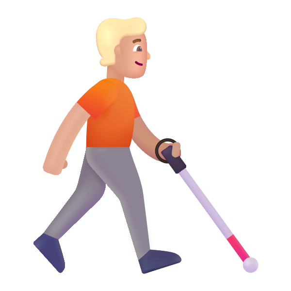 Person With White Cane Facing Right Color Medium Light Vector