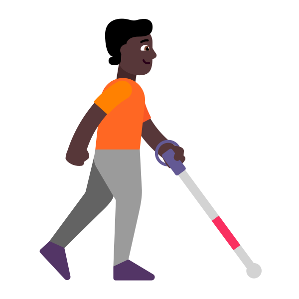 Person With White Cane Facing Right Flat Dark Vector