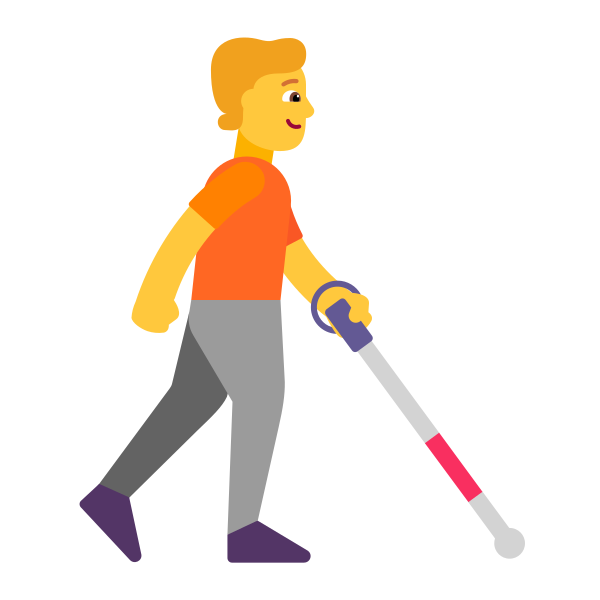Person With White Cane Facing Right Flat Default Vector