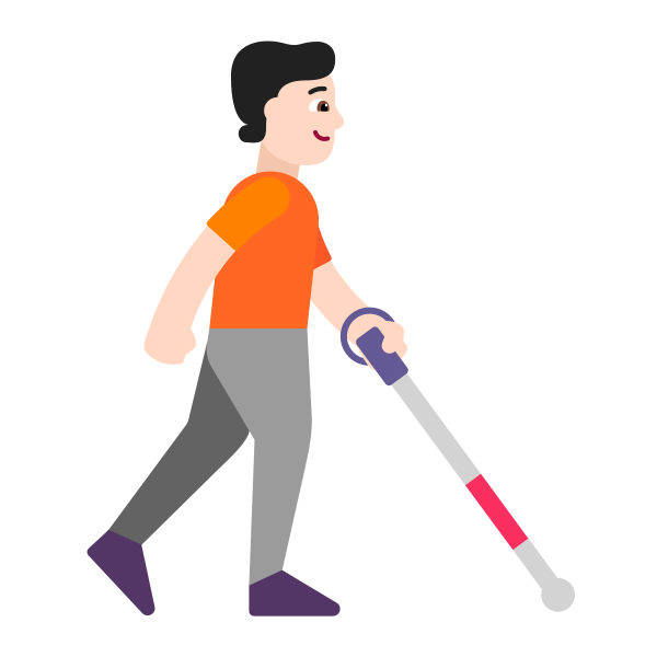 Person With White Cane Facing Right Flat Light Vector