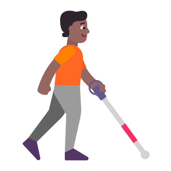 Person With White Cane Facing Right Flat Medium Dark Vector