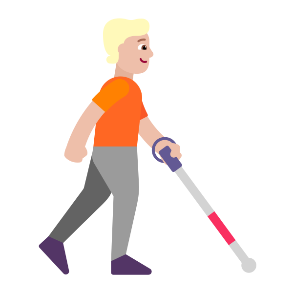 Person With White Cane Facing Right Flat Medium Light
